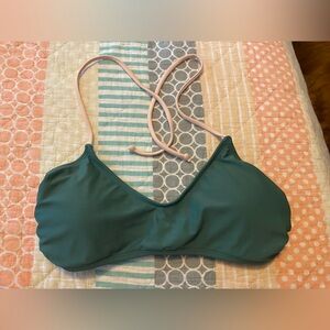 Xhilaration Medium Green and Pink Bikini Swim Top
